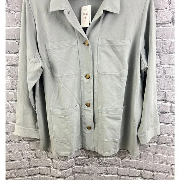 J. Jill Garment-Dyed Anorak Jacket Light Blustone Blue 2X NWT Shacket - Picture 10 of 14